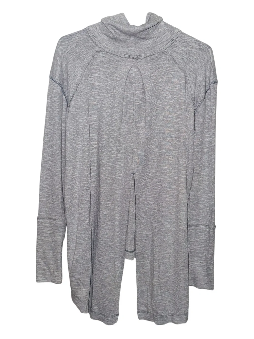 We The Free Boho Light Heather Gray Turtleneck Swing Split Back Pullover